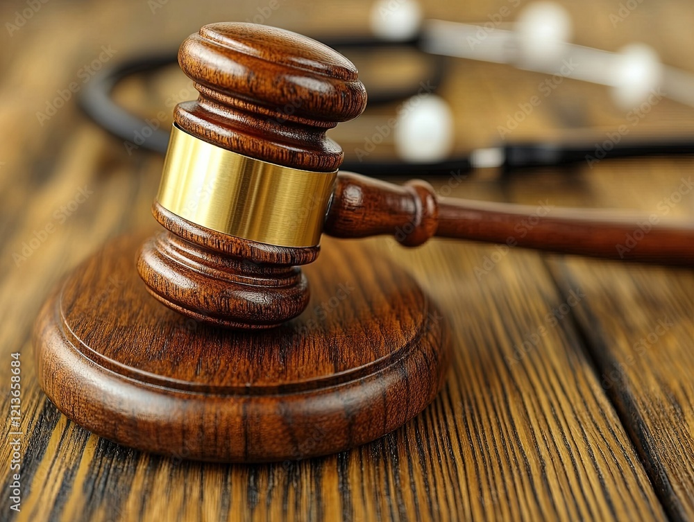 Gavel and stethoscope on desk medical law concept Gavel and stethoscope on desk medical law concept