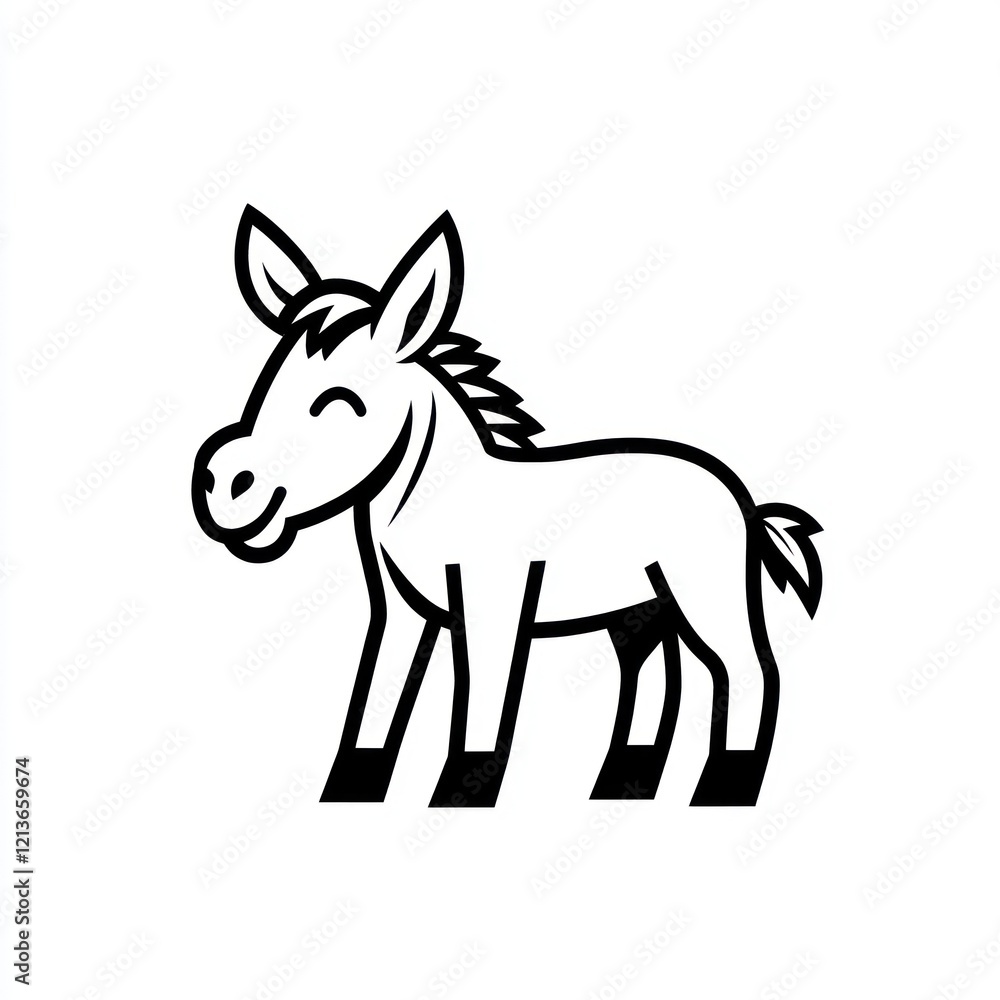 Cartoon donkey illustration, cute animal, simple design, for children's material Cartoon donkey illustration, cute animal, simple design, for children's material