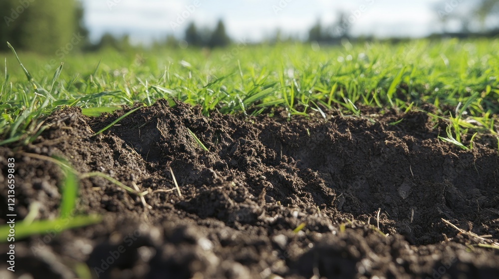 Fototapeta premium Close-Up of Lush Green Grass and Rich Soil