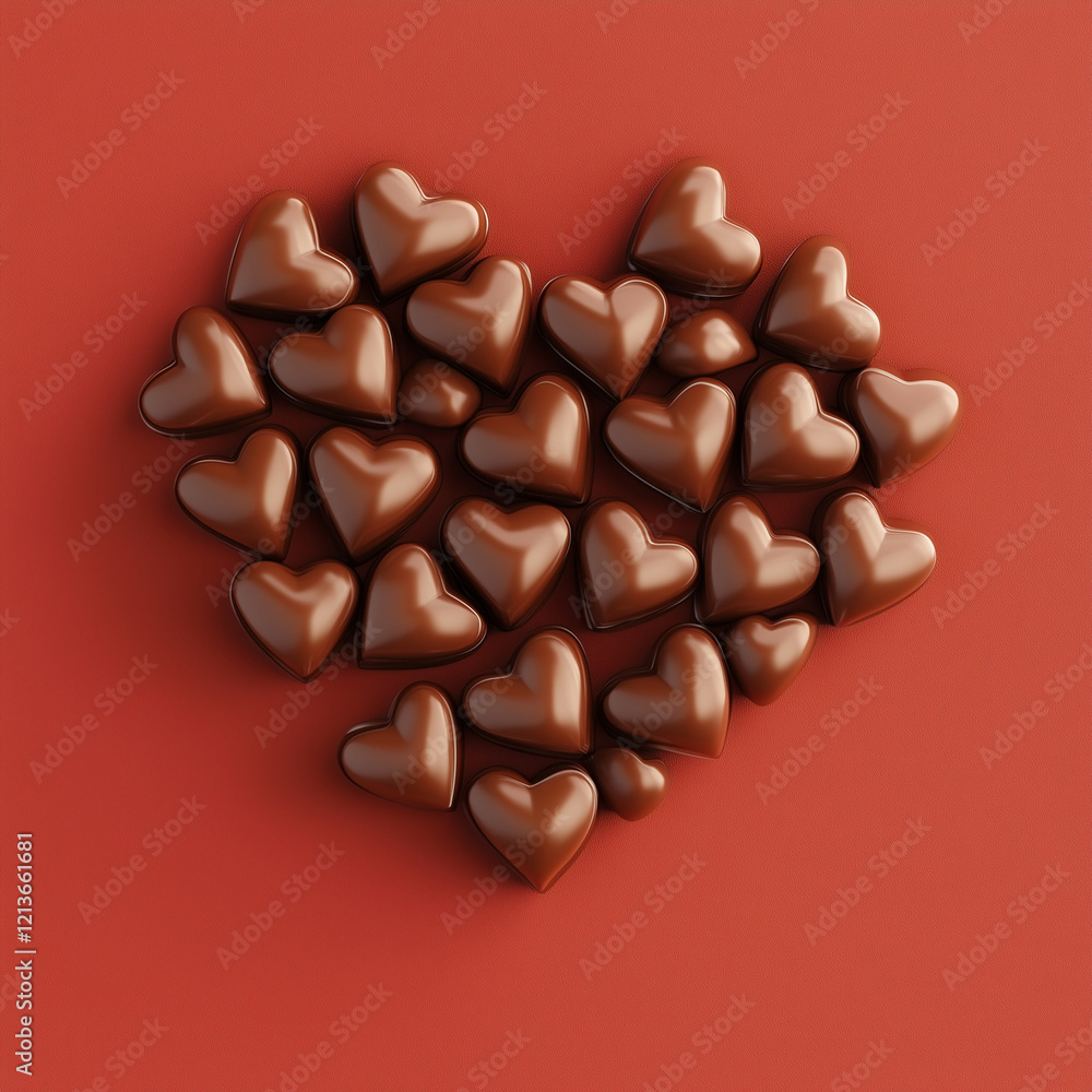 Fototapeta premium Chocolate heart isolated on red background