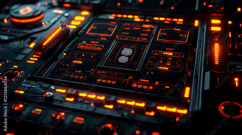 Obraz premium Futuristic Technology Interface: Cyberpunk Style Digital Dashboard
