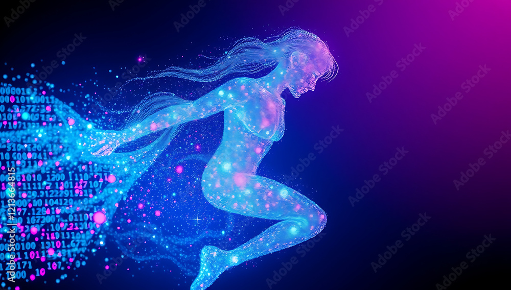 An abstract human figure composed of pixels, slowly dissolving into a sea of binary code, with glowing fragments representing the pressure of maintaining an online persona.
An abstract human figure composed of pixels, slowly dissolving into a sea of binary code, with glowing fragments representing the pressure of maintaining an online persona.