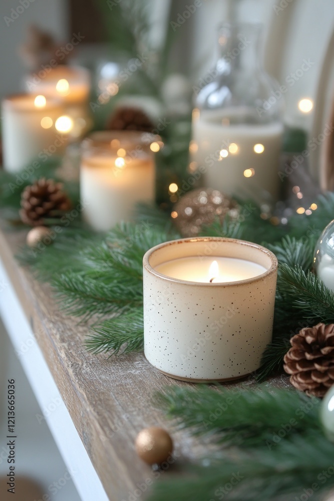Cozy Christmas Living Room with Decorated Table Green Armchair Candles Ornaments Gifts and Natural Elements Cozy Christmas Living Room with Decorated Table Green Armchair Candles Ornaments Gifts and Natural Elements