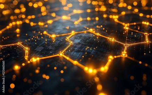 Glowing hexagonal network texture.