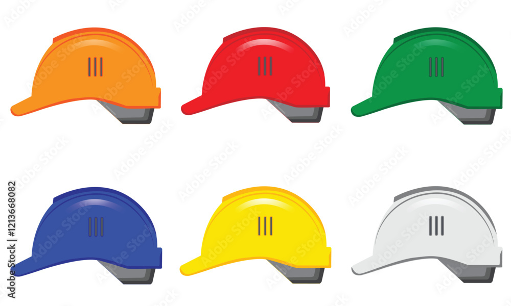 collection of various colored building helmet icons,head protection while working,vector illustration on white background, collection of various colored building helmet icons,head protection while working,vector illustration on white background,