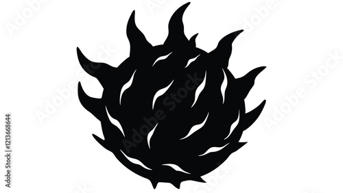 Dragon fruit black silhouette Design Element on White Background.  vector illustration.