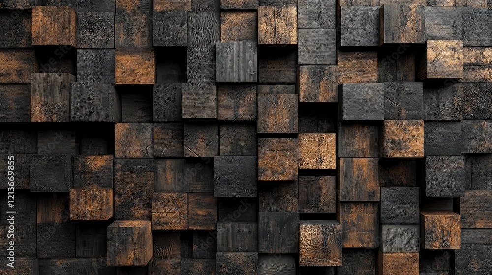 Cube wooden wall texture. abstract geometric background pattern made of wooden cubes Cube wooden wall texture. abstract geometric background pattern made of wooden cubes