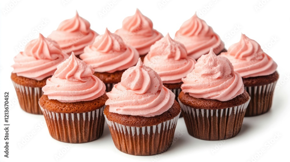 Cupcakes with pink frosting isolated on a white background Cupcakes with pink frosting isolated on a white background