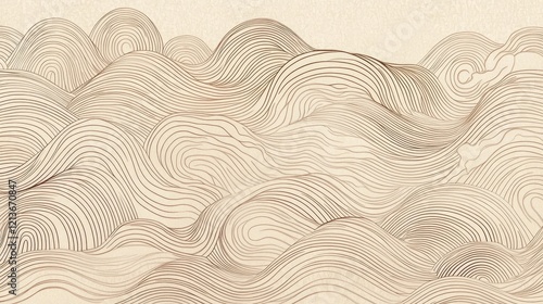 curvy zen line pattern background, beige tone