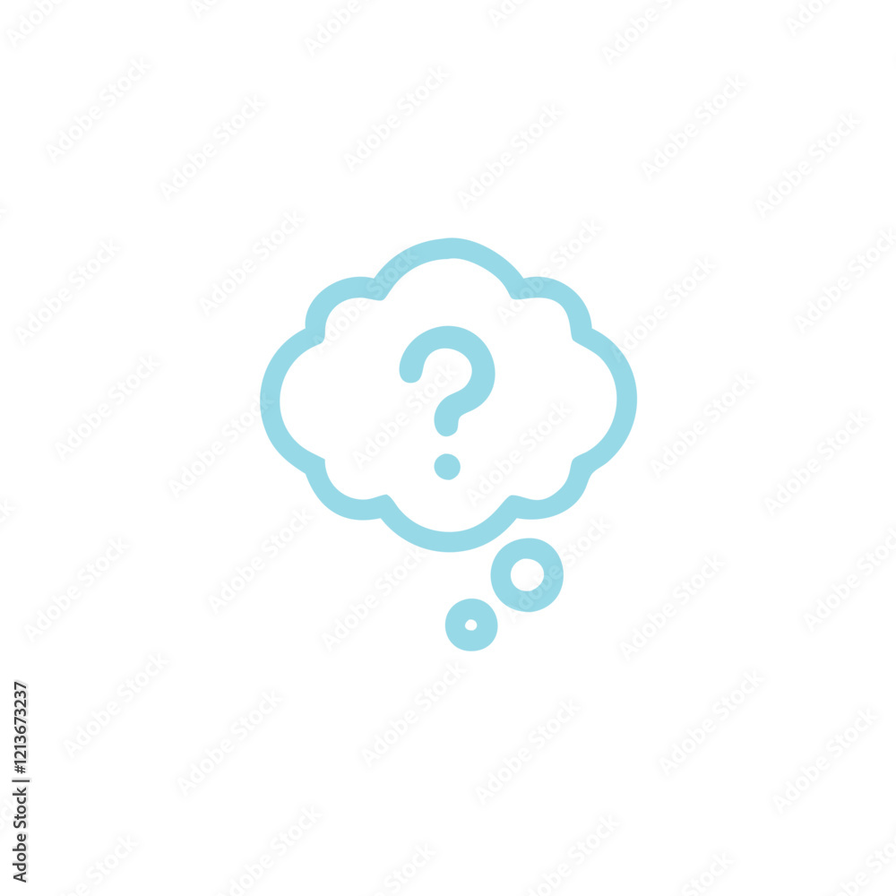 Thought Bubble Question Mark in Light Blue for Problem Solving Thought Bubble Question Mark in Light Blue for Problem Solving