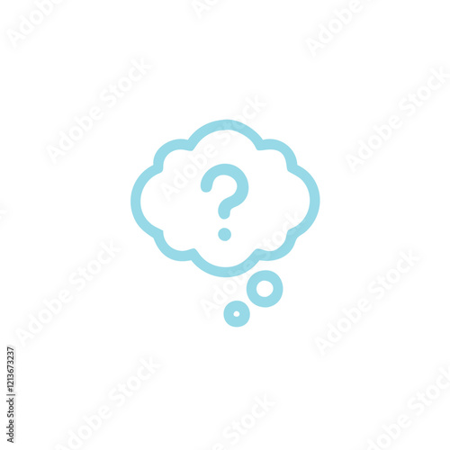 Thought Bubble Question Mark in Light Blue for Problem Solving
