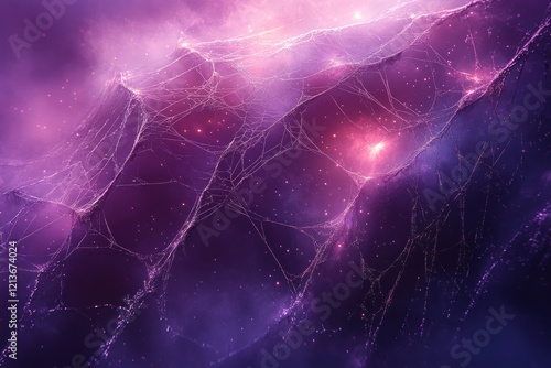 Halloween Spider Webs Illustration on Deep Purple Background for October Decoration and Web Banner
