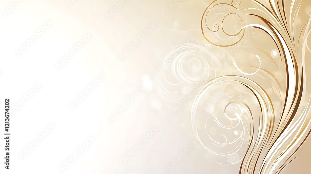 Elegant Beige Background With Golden Swirls Design Elegant Beige Background With Golden Swirls Design