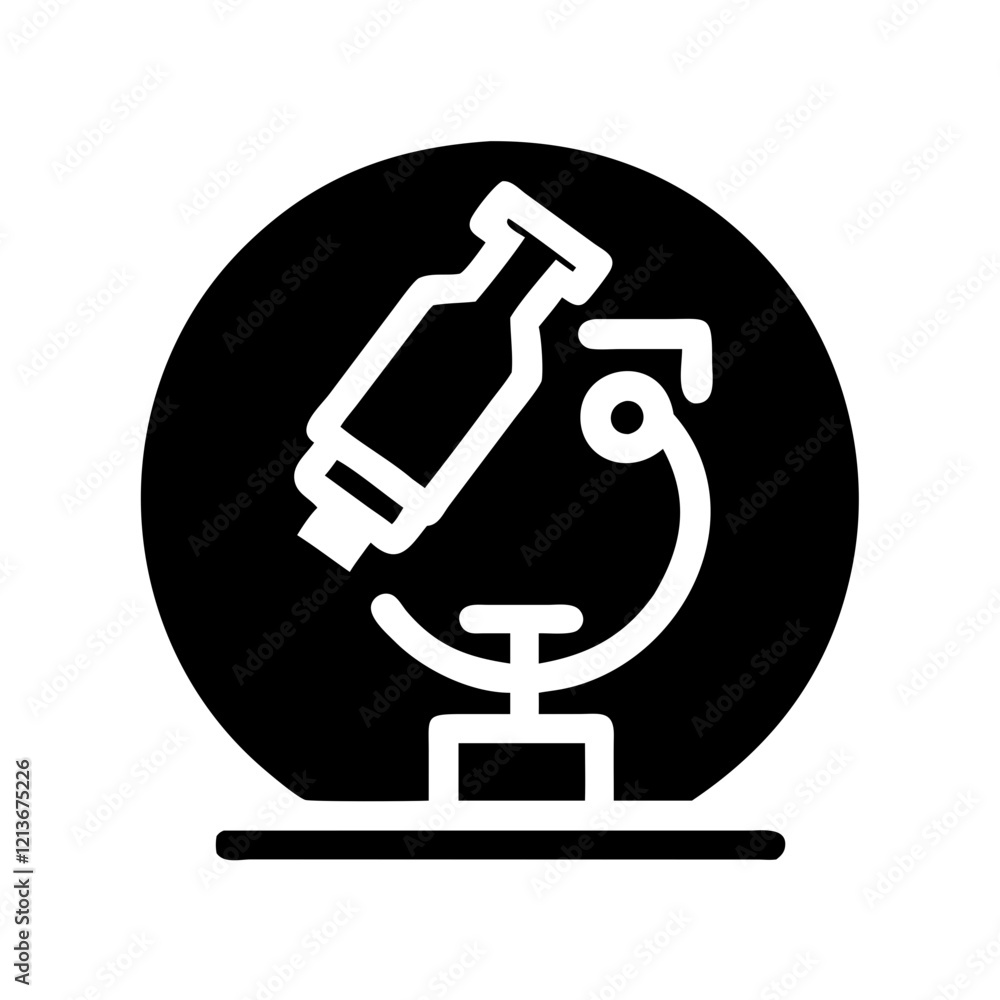 Scientific Microscope Line Art in Black and White for Laboratory Research, vector Scientific Microscope Line Art in Black and White for Laboratory Research, vector