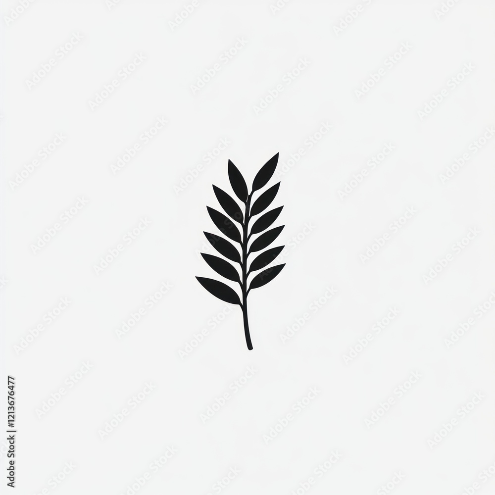 Black leaf silhouette on a white background, simple design for minimalist art or nature themes Black leaf silhouette on a white background, simple design for minimalist art or nature themes