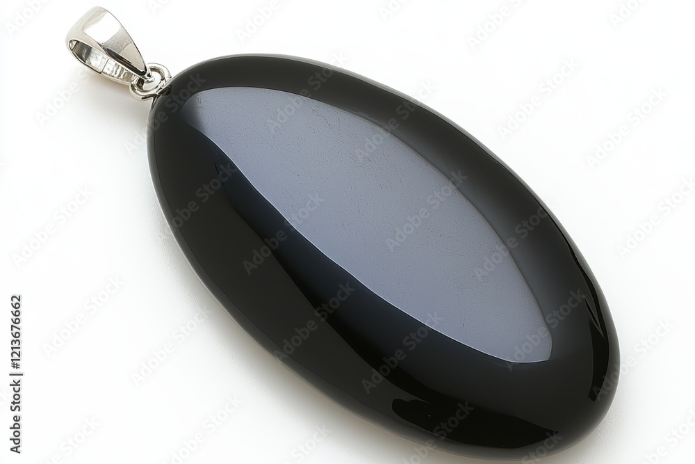 Black onyx pendant on white background Black onyx pendant on white background