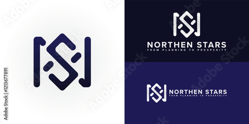 The dynamic logo design features the initials N and S creatively intertwined, creating a unique and visually striking symbol that evokes a sense of stability, growth, and financial prosperity.