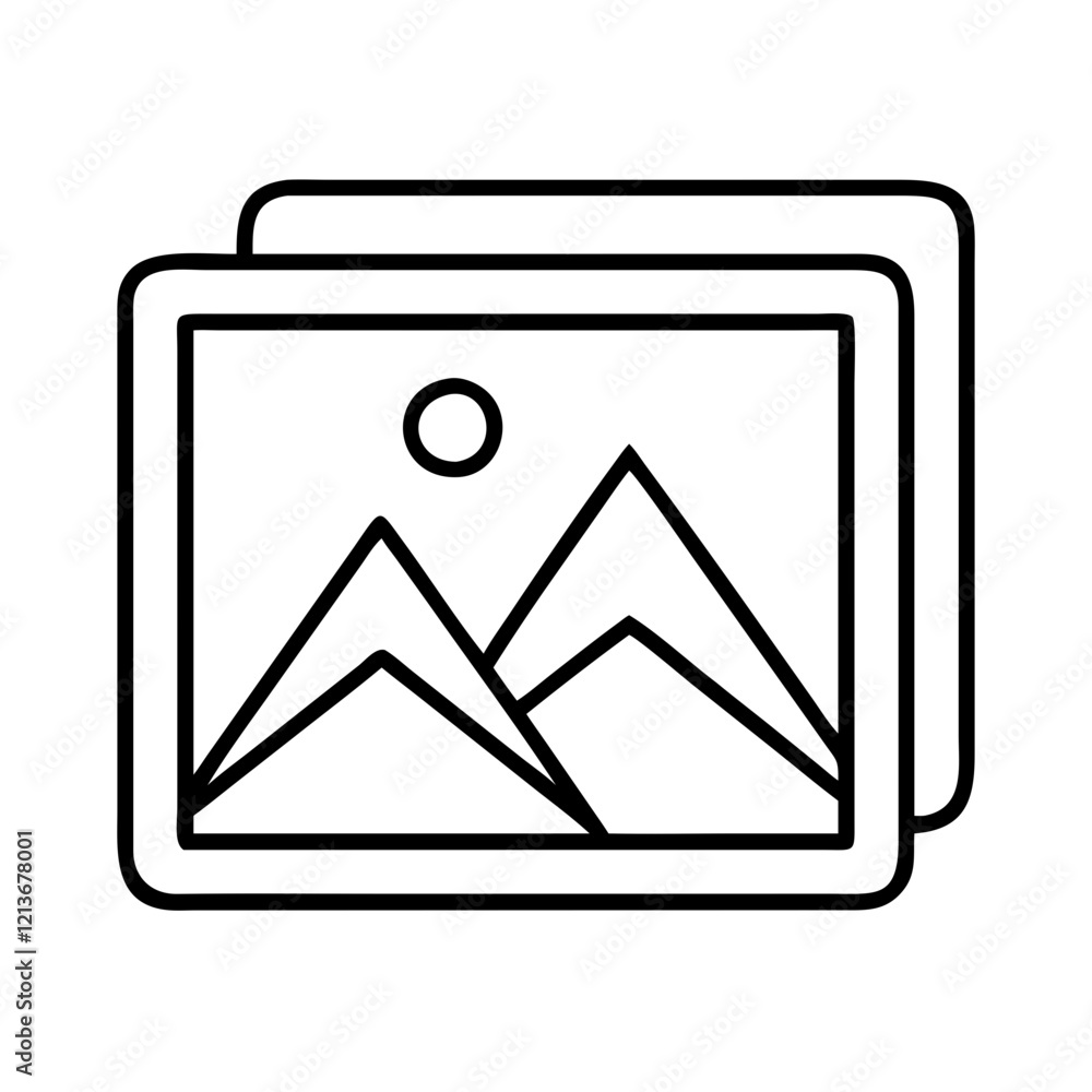 Stacked Image Icons with Mountain Scene for Gallery Interface Stacked Image Icons with Mountain Scene for Gallery Interface