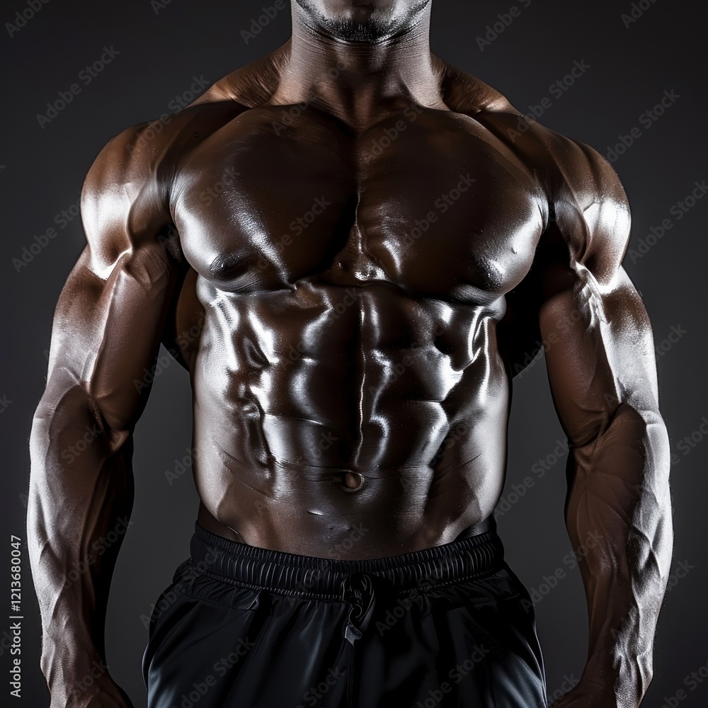 Muscular Torso with Six-Pack Abs and Defined Obliques Displayed Muscular Torso with Six-Pack Abs and Defined Obliques Displayed