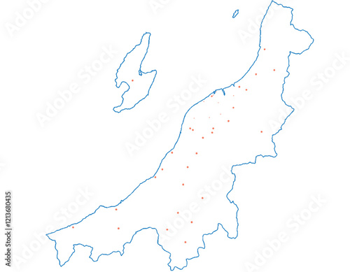 新潟県　地図　白　斑点　イラスト