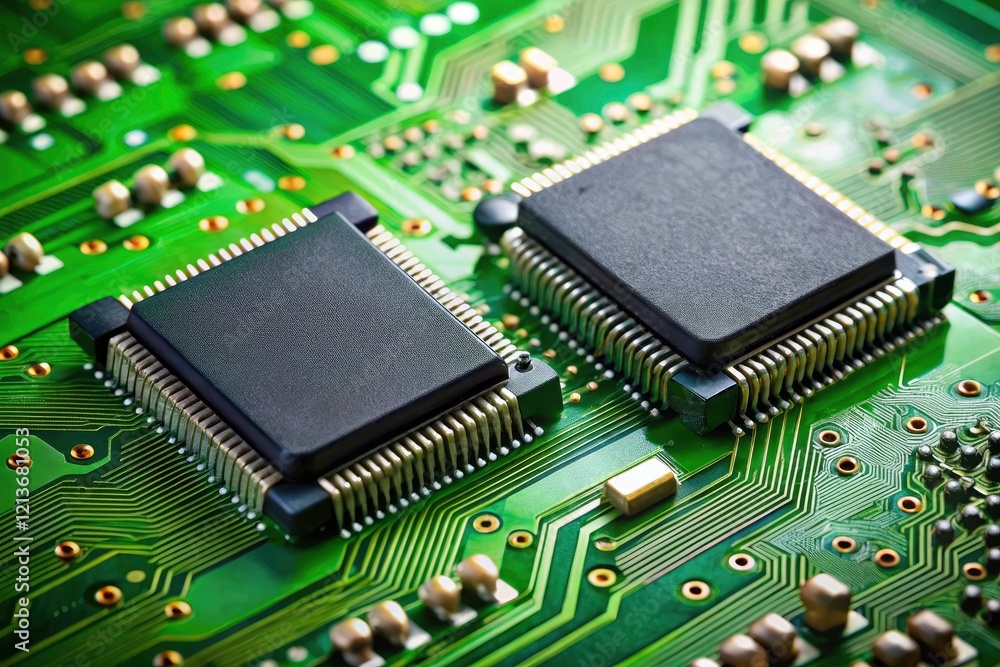 Close-up Microchip PCB Photography: Integrated Circuit Die Bonding Technology Close-up Microchip PCB Photography: Integrated Circuit Die Bonding Technology