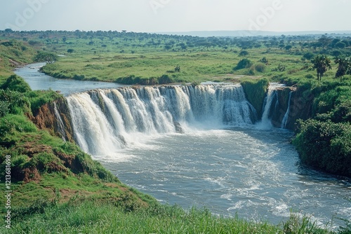 Murchison falls cascading into the victoria nile in uganda, africa photo