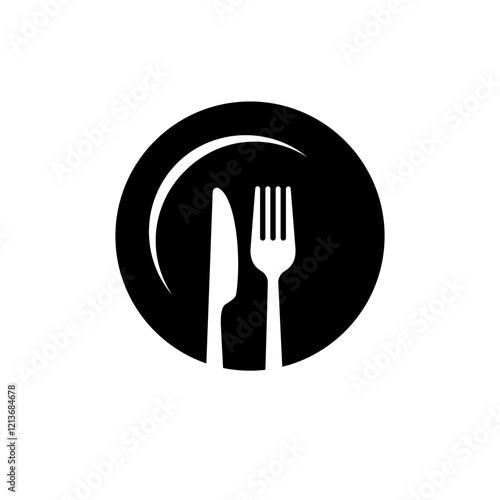 Catering icon. Menu, cafe, restaurant, spoon, fork, knife and plate icon set in line. Catering logo. Food and drink logo. Cafe logo icons. Tableware Vector illustration