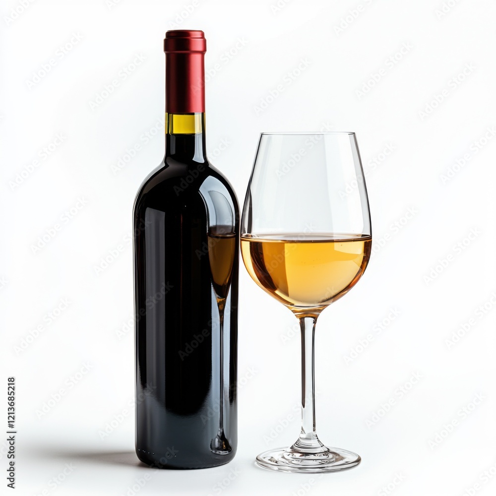 Elegant wine bottle and glass presentation studio setting photography minimalist close-up luxury feel Elegant wine bottle and glass presentation studio setting photography minimalist close-up luxury feel