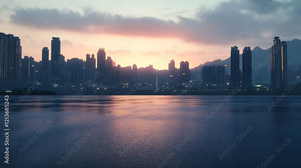 beautiful night view of the city of china at dusk beautiful night view of the city of china at dusk