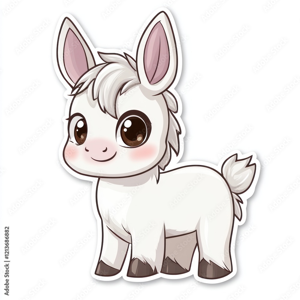 Cute cartoon donkey, adorable, happy, digital drawing, sticker, kids Cute cartoon donkey, adorable, happy, digital drawing, sticker, kids