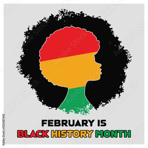 Black History Month Design Featuring Silhouette and African Heritage Colors.