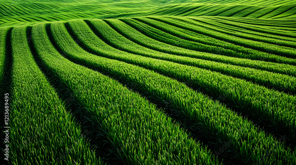 Serene Green Field: Rolling Hills and Nature's Patterns Serene Green Field: Rolling Hills and Nature's Patterns