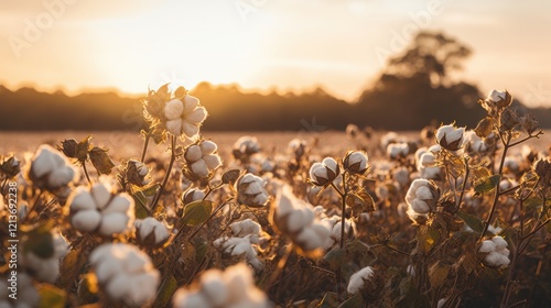 golden hour cotton field photo