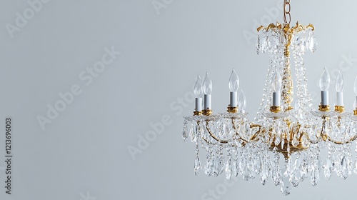 Elegant Crystal Chandelier with Gold Accents Hanging