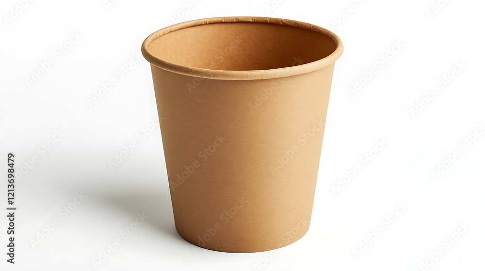 Eco-friendly paper cup elegantly centered on a clean white background ideal for product promotion Eco-friendly paper cup elegantly centered on a clean white background ideal for product promotion