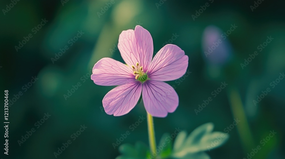 Fototapeta premium Pink Flower with Green Leaves