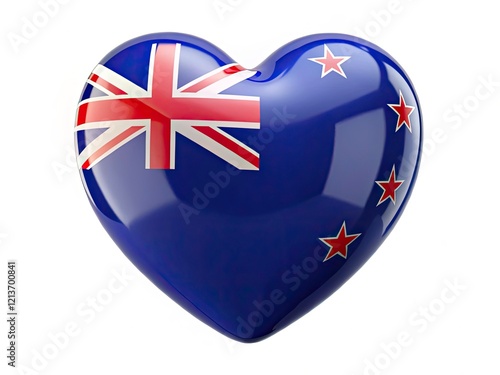 Rotating New Zealand Flag Heart - Stunning 3D Product Photography photo