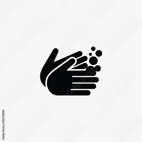 Hand washing vector illustration, Hygiene solid design icon fully editable vector template