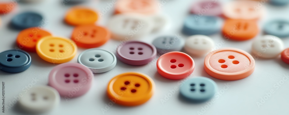 Close-up of colorful sewing buttons scattered on a white surface, showcasing various sizes and vibrant colors in soft focus. Close-up of colorful sewing buttons scattered on a white surface, showcasing various sizes and vibrant colors in soft focus.