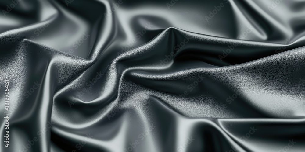 Fototapeta premium Black satin fabric close-up
