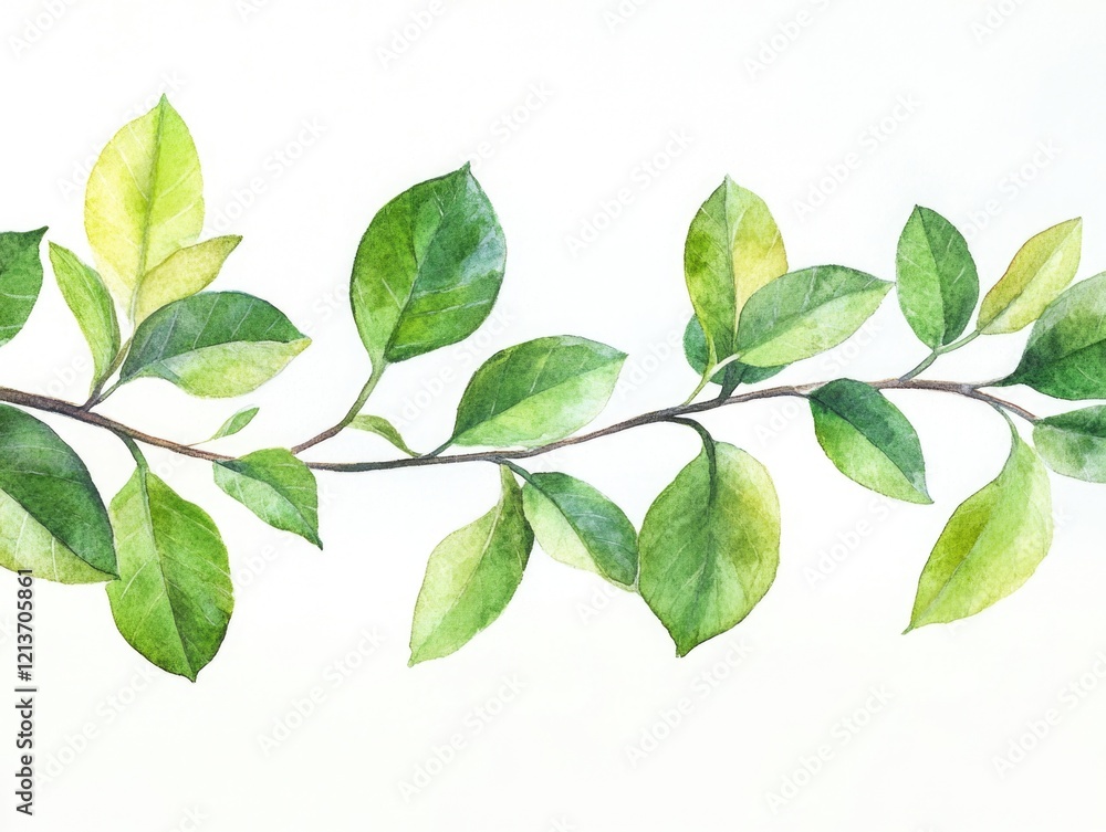 Fototapeta premium Watercolor Branch with Leaves