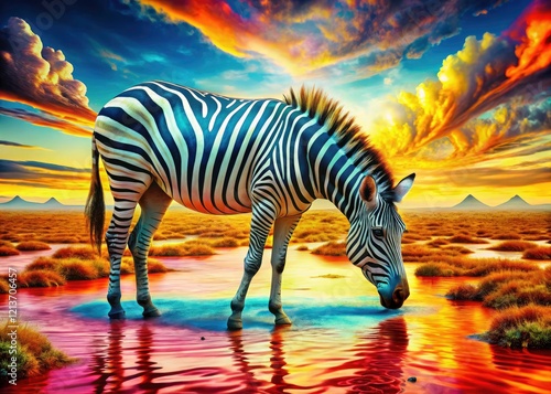 Surreal Savannah Zebra: Dreamlike African Plainscape photo