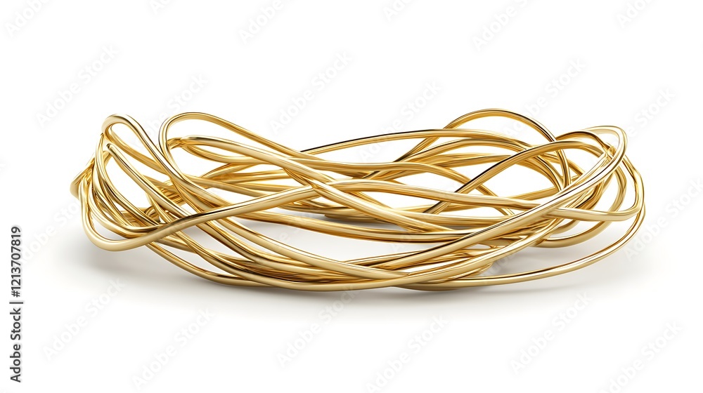 Golden Intertwined Curves Form Abstract Ring Shape Golden Intertwined Curves Form Abstract Ring Shape