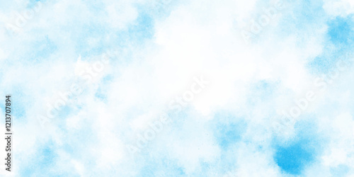 Abstract blue color clouds background, Vibrant clear blue sky with puffy and blurry natural clear clouds, watercolor background concept abstract cloudy sky, cloudy and grunge blue watercolor.