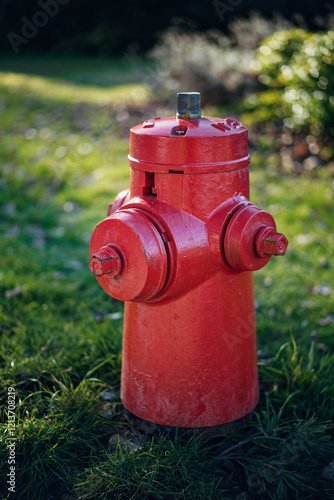 red fire hydrant on green grass lawn