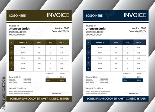 Invoice minimal design template. Bill form business invoice accounting