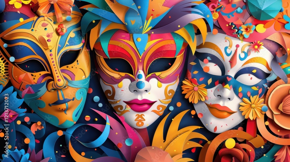 Lively Abstract Background Illustration of Carnival Celebration Masks Lively Abstract Background Illustration of Carnival Celebration Masks