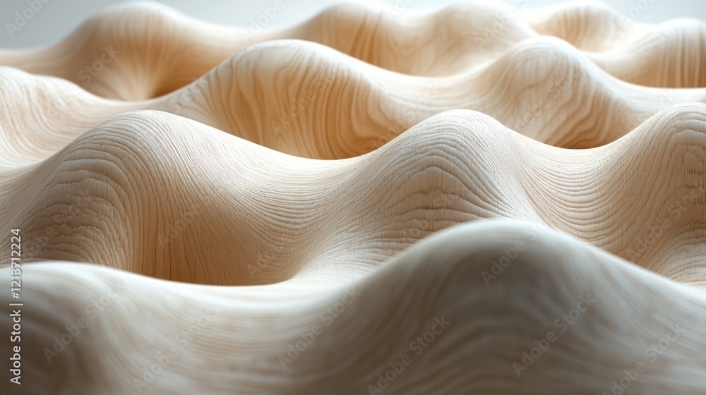intricately layered wooden waves, undulating gracefully in a soothing beige color scheme intricately layered wooden waves, undulating gracefully in a soothing beige color scheme