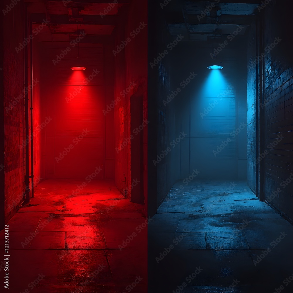 Obraz premium Contrasting Illumination in Moody Architectural Corridor