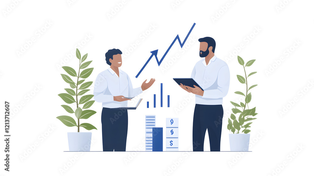Stock Analysis - Financial analysts collaborating in a modern office, reviewing data charts and stock trends on digital devices, illustrating teamwork and market expertise.
Stock Analysis - Financial analysts collaborating in a modern office, reviewing data charts and stock trends on digital devices, illustrating teamwork and market expertise.